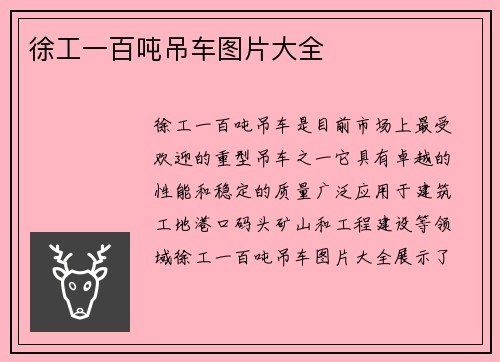 徐工一百吨吊车图片大全